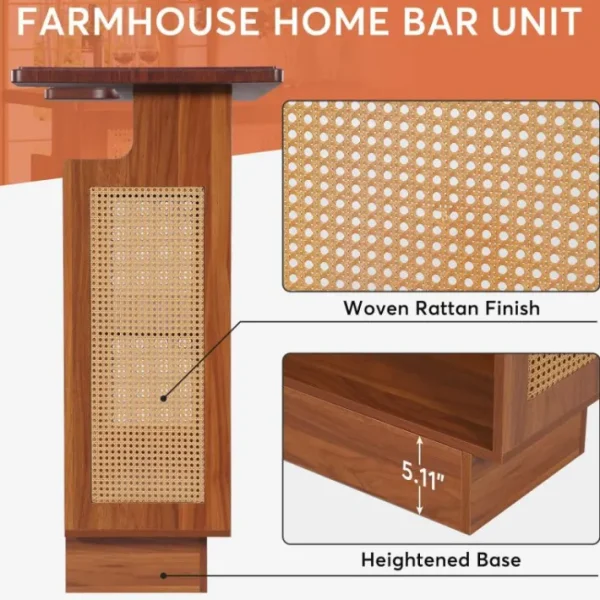 Tribesigns Bar Unit, 4-Tier Rattan Liquor Wine Bar Cabinet with Stemware Racks* Bar Units