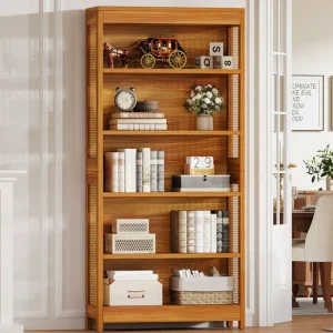 Tribesigns 71" Bookcase, 6 - Tier Bookshelf Display Shelf Etagere with Rattan Accents* Bookcases & Bookshelves | Bookcases & Bookshelves