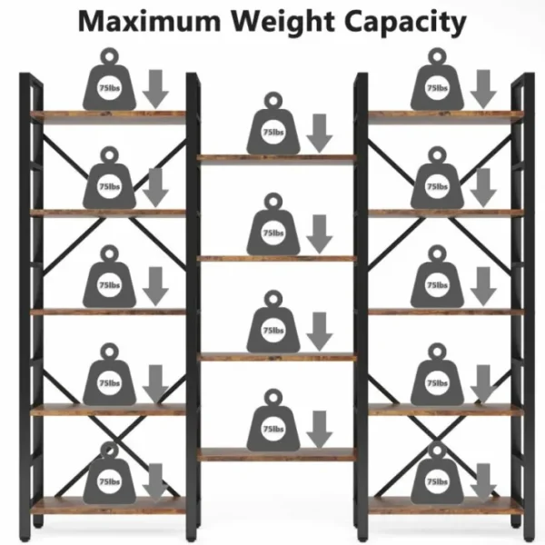 Tribesigns Bookshelf, Industrial Triple Wide 14 Shelves Etagere Bookcase* Bookcases & Bookshelves | Bookcases & Bookshelves