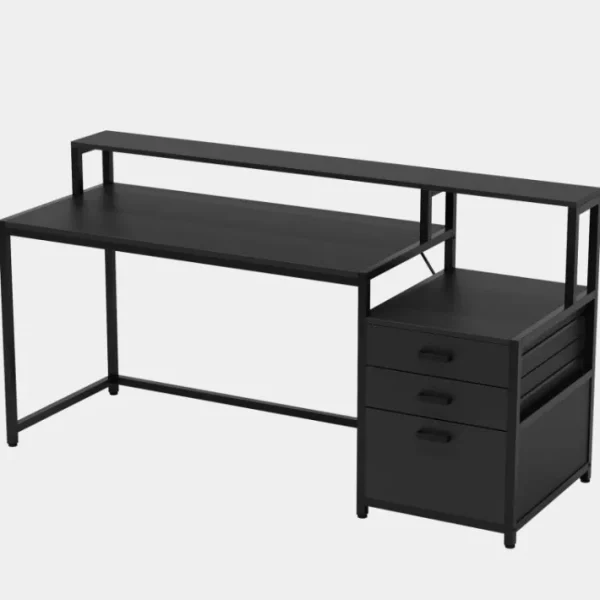 Tribesigns Computer Desk, 63" Home Office Desk with Drawers & Monitor Stand* Desks