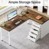 Tribesigns 55" Computer Desk, L - Shaped Corner Desk Office Desk with 5 Drawers* Desks
