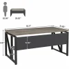 Tribesigns 55" /63" Computer Desk Writing Table with Bottom Storage Shelf* Desks