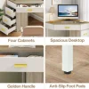 Tribesigns Corner Desk, Triangle Computer Desk Makeup Vanity Desk with 3 Drawers* Makeup Vanities