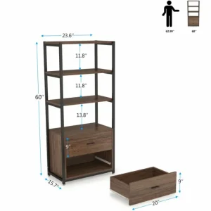 Tribesigns 2-Drawer Bookshelf Etagere Bookcase with Open Shelves* Bookcases & Bookshelves | Bookcases & Bookshelves