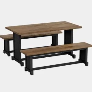Tribesigns Farmhouse Dining Table Set, 47" Kitchen Table with 2 Benches* Dining Tables