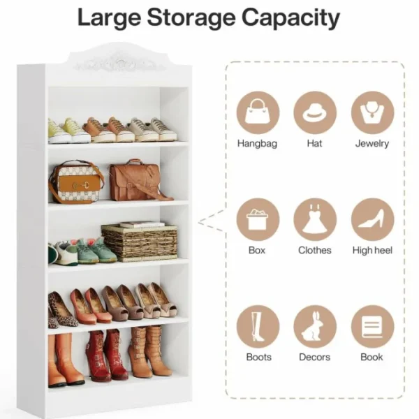 Tribesigns Freestanding Shoe Cabinet, 72.8" Wood 5 Tiers Shoe Storage Rack* Shoe Racks & Cabinets | Shoe Racks & Cabinets