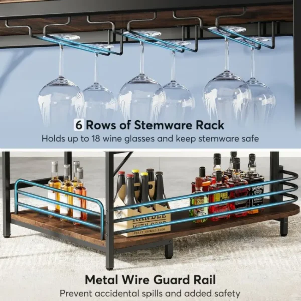 Tribesigns L-Shaped Bar Unit, 3 Tier Liquor Bar Table with Wine Glasses Holder* Bar Units