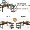 Tribesigns L-Shaped Desk, Reversible Corner Desk with Shelves & Monitor Stand* Desks