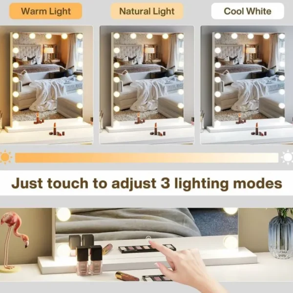 Tribesigns Modern Makeup Vanity, 2-Drawer Dressing Table with Lighted Mirror* Makeup Vanities