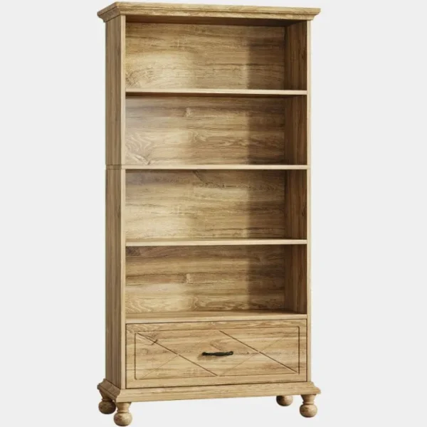 Tribesigns 6-Shelf Bookcase with Drawer, 71" Bookshelf with Solid Wood Legs* Etagere | Etagere