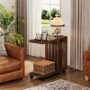Tribesigns 2 - Tier End Table, C - Shaped Wood Side Table with Lockable Wheels* End & Side Tables