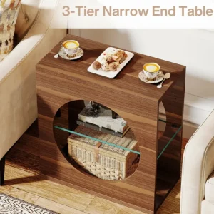 Tribesigns 3 - Tier End Table, Modern Side Table with Adjustable Glass Storage Shelf* End & Side Tables
