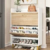 Tribesigns 2 - Tier Shoe Cabinet Shoe Organizer with Flip Doors & Open Shelves* Shoe Racks & Cabinets | Shoe Racks & Cabinets
