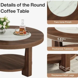 Tribesigns Wood Coffee Table, Round 2 - Tier Accent Center Table* Coffee Tables