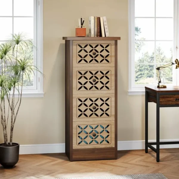 Tribesigns Wood File Cabinet, Vertical 4 - Drawer Filing Cabinet for A4/Letter Size* File Cabinets | File Cabinets
